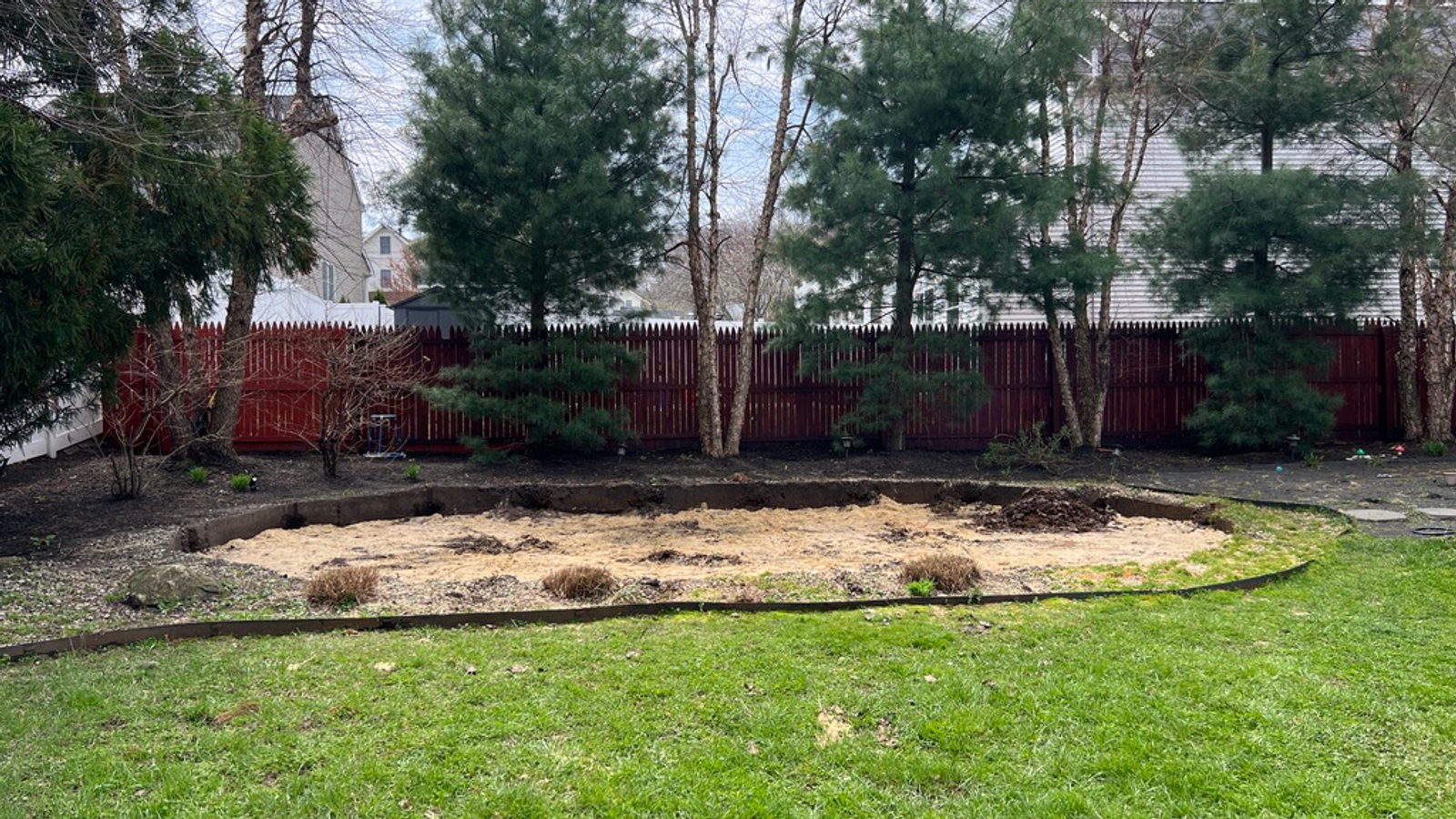 Jersey Junkers crew tearing down an above-ground pool