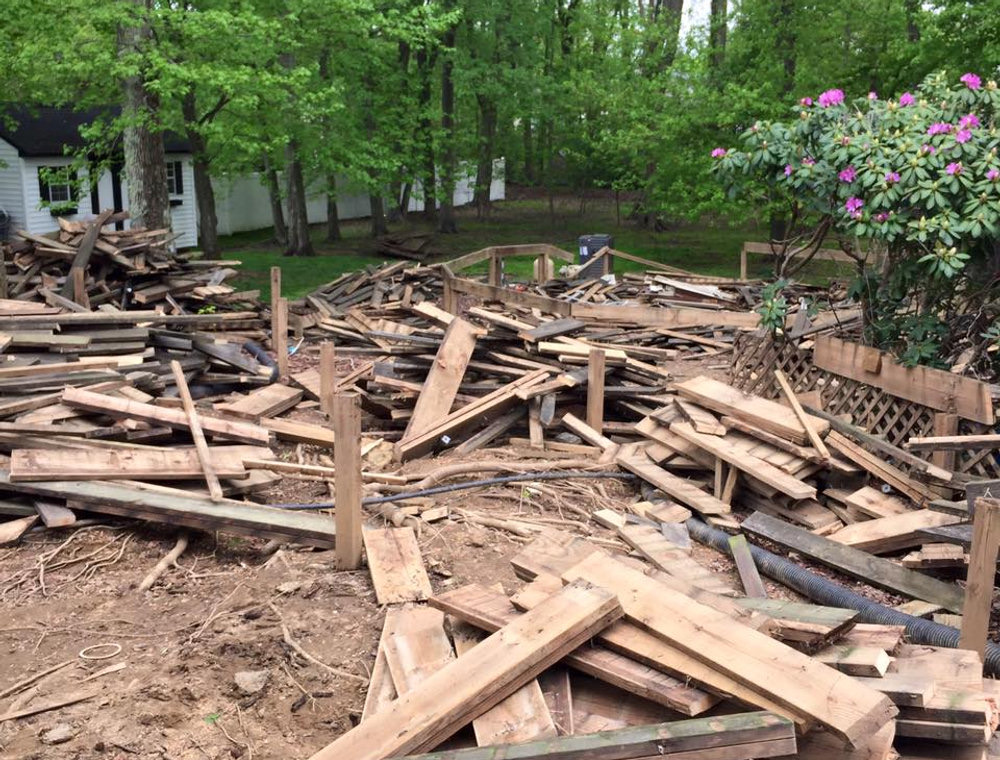 Deck debris ready for removal