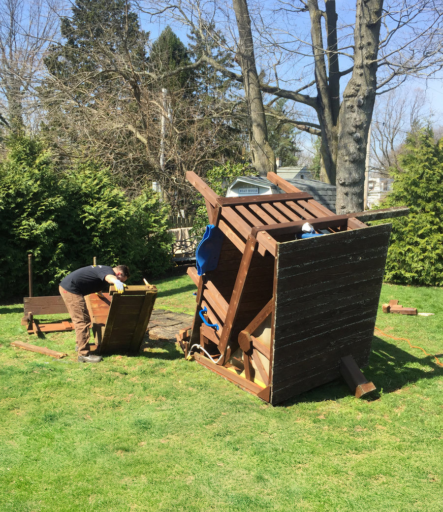 Jersey Junkers crew at a swing set removal