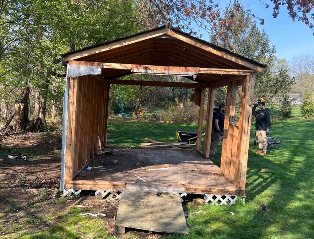 Shed teardown in progress