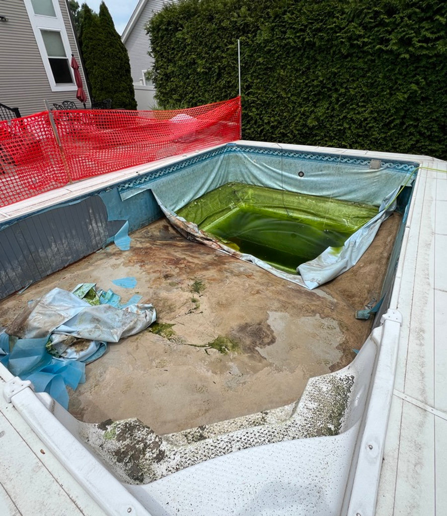 Jersey Junkers crew at an above-ground pool removal